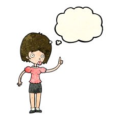 cartoon woman with idea thought bubble N87