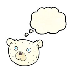 cartoon polar bear with thought bubble N25