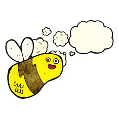 cartoon bee with thought bubble N11