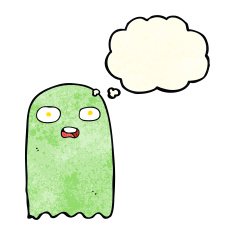 funny cartoon ghost with thought bubble N33
