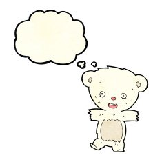 cartoon teddy polar bear cub with thought bubble N3