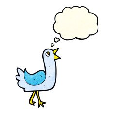 cartoon bird with thought bubble N101