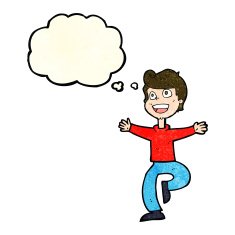 cartoon excited boy with thought bubble N55