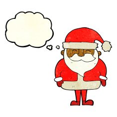 cartoon santa claus with thought bubble N66