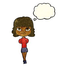 cartoon happy girl with thought bubble N33
