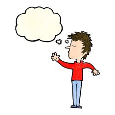 cartoon dismissive man with thought bubble N4