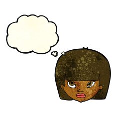 Cartoon Annoyed Woman With Thought Bubble N67
