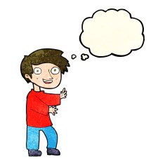cartoon excited boy with thought bubble N56