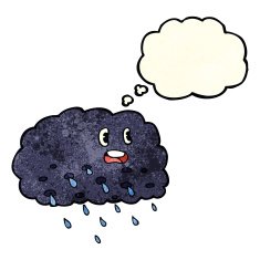 cartoon rain cloud with thought bubble N6