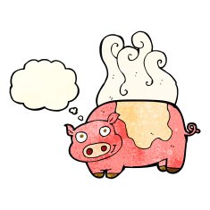 cartoon pig with thought bubble N6