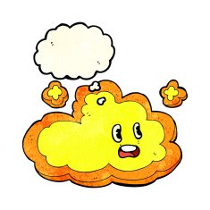 cartoon cloud with thought bubble N8