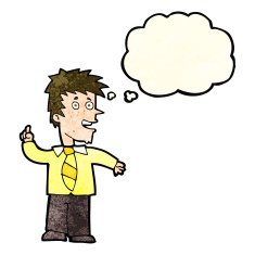 cartoon man with idea thought bubble N39