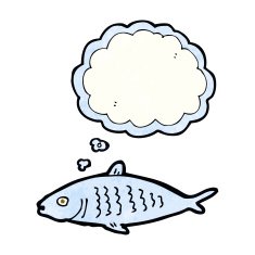 cartoon fish with thought bubble N29