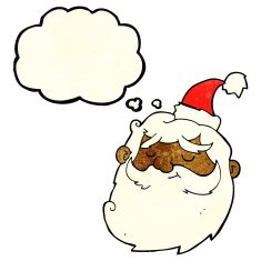 cartoon santa claus face with thought bubble N3