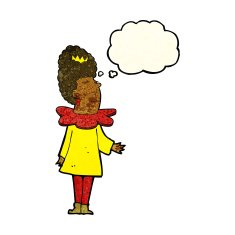 cartoon queen with thought bubble N4