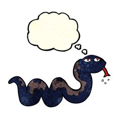 cartoon snake with thought bubble N20