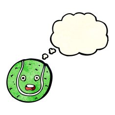 cartoon tennis ball with thought bubble N2