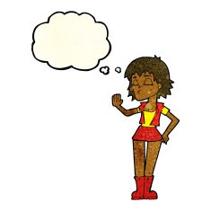 cartoon cool girl with thought bubble N10