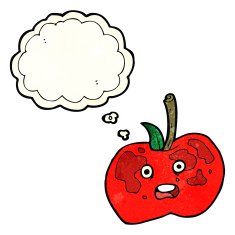cartoon apple with thought bubble N13