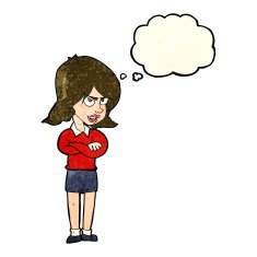 cartoon angry woman with thought bubble N7