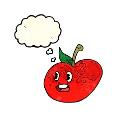 cartoon apple with thought bubble N14