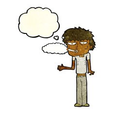 cartoon smoker with thought bubble N4