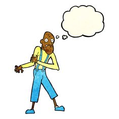 cartoon old man having heart attack with thought bubble N4