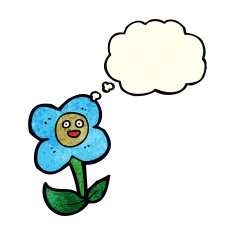 cartoon flower with face thought bubble N9