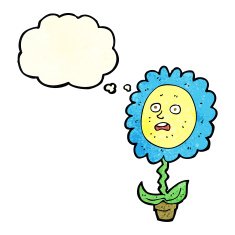 cartoon flower with face thought bubble N10
