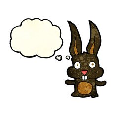 cartoon rabbit with thought bubble N34
