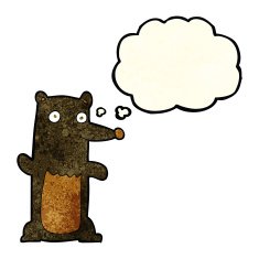 cartoon black bear with thought bubble N22