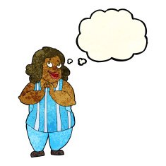 cartoon happy cook with thought bubble N4