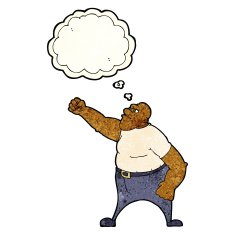 cartoon angry man with thought bubble N32