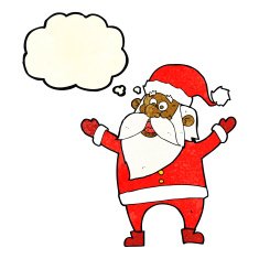 cartoon santa claus with thought bubble N69