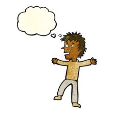 cartoon happy man with thought bubble N163