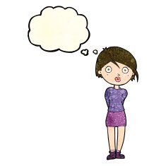 cartoon surprised girl with thought bubble N7