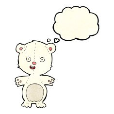 cute polar bear cartoon with thought bubble N3