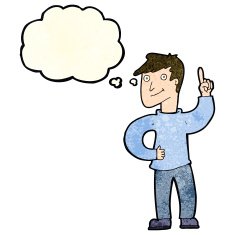 cartoon man with great idea thought bubble N10