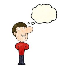 cartoon happy man with thought bubble N167