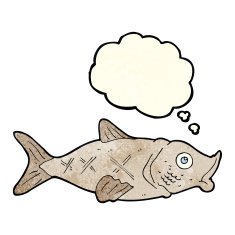 cartoon fish with thought bubble N30