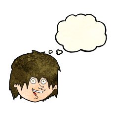 cartoon happy man with thought bubble N169