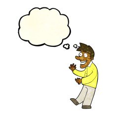 cartoon excited man with thought bubble N26