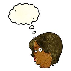 cartoon female face with thought bubble N55