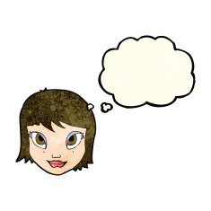 cartoon female face with thought bubble N56
