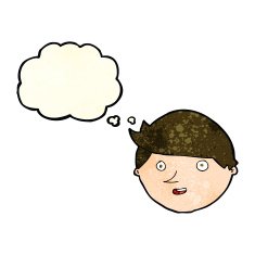 cartoon happy face with thought bubble N19