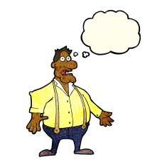 cartoon shocked man with thought bubble N41