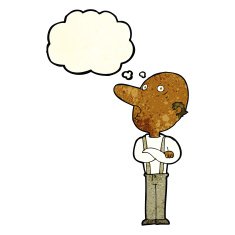cartoon old man with folded arms thought bubble N3