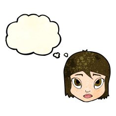 cartoon female face with thought bubble N57