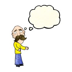 cartoon lonely old man with thought bubble N4