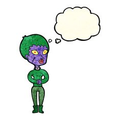 cartoon zombie girl with thought bubble N4